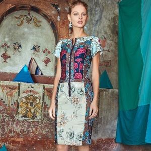 Beguile by Bryson Lars Brocade Floral Dress Anthro